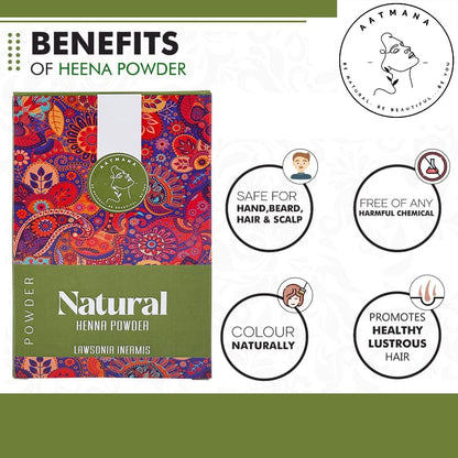 AATMANA Natural Henna Powder | Lawsonia Inermis | Men and Women Natural Hair Color - 100 Grams- 100 Grams