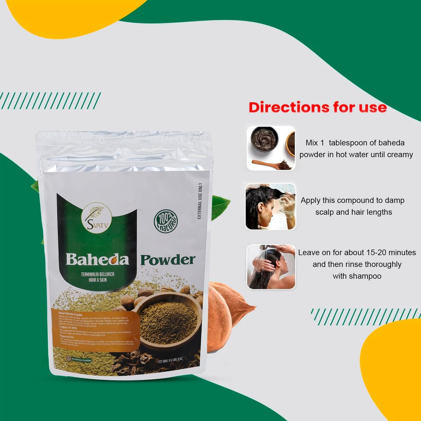 SVATV Baheda Powder | Bibhitaki | Terminal Bellírica | For Hair 227gm (8_oZ)