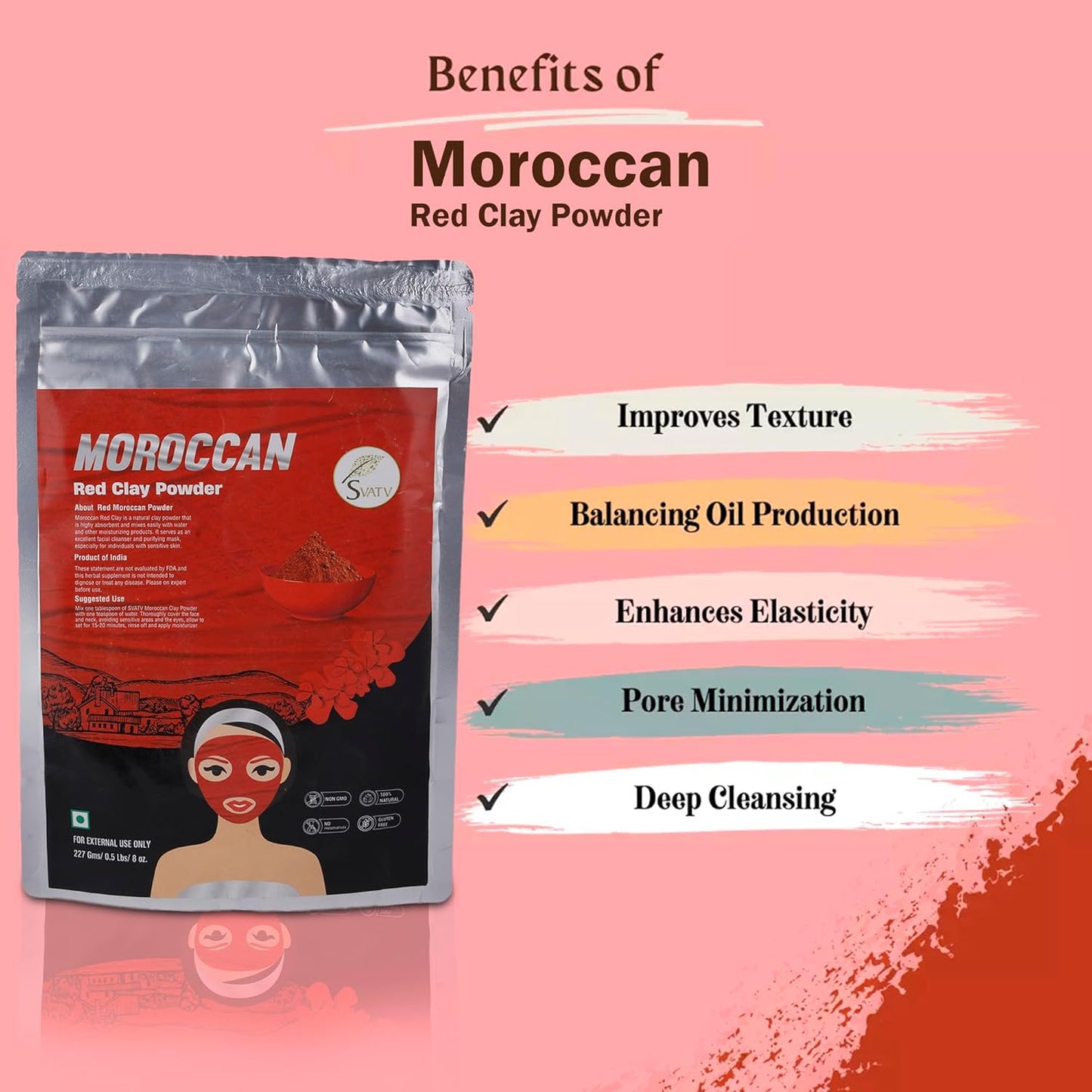 Svatv Red Moroccon Clay Powder - 227GM