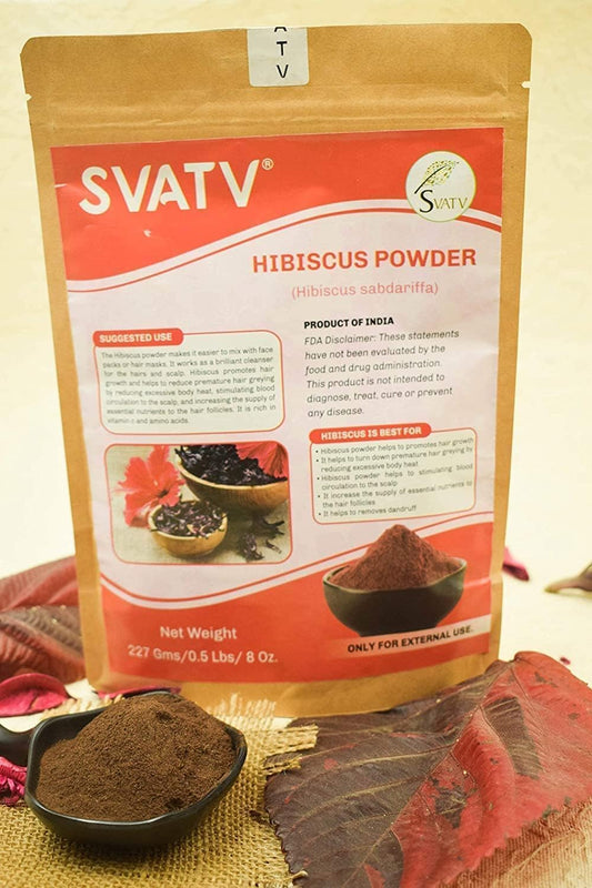 SVATV Hibiscus Powder | Sabdariffa | Rosa Sinensis | Natural Powder for Hair & Skin | 227gm (8_oZ)