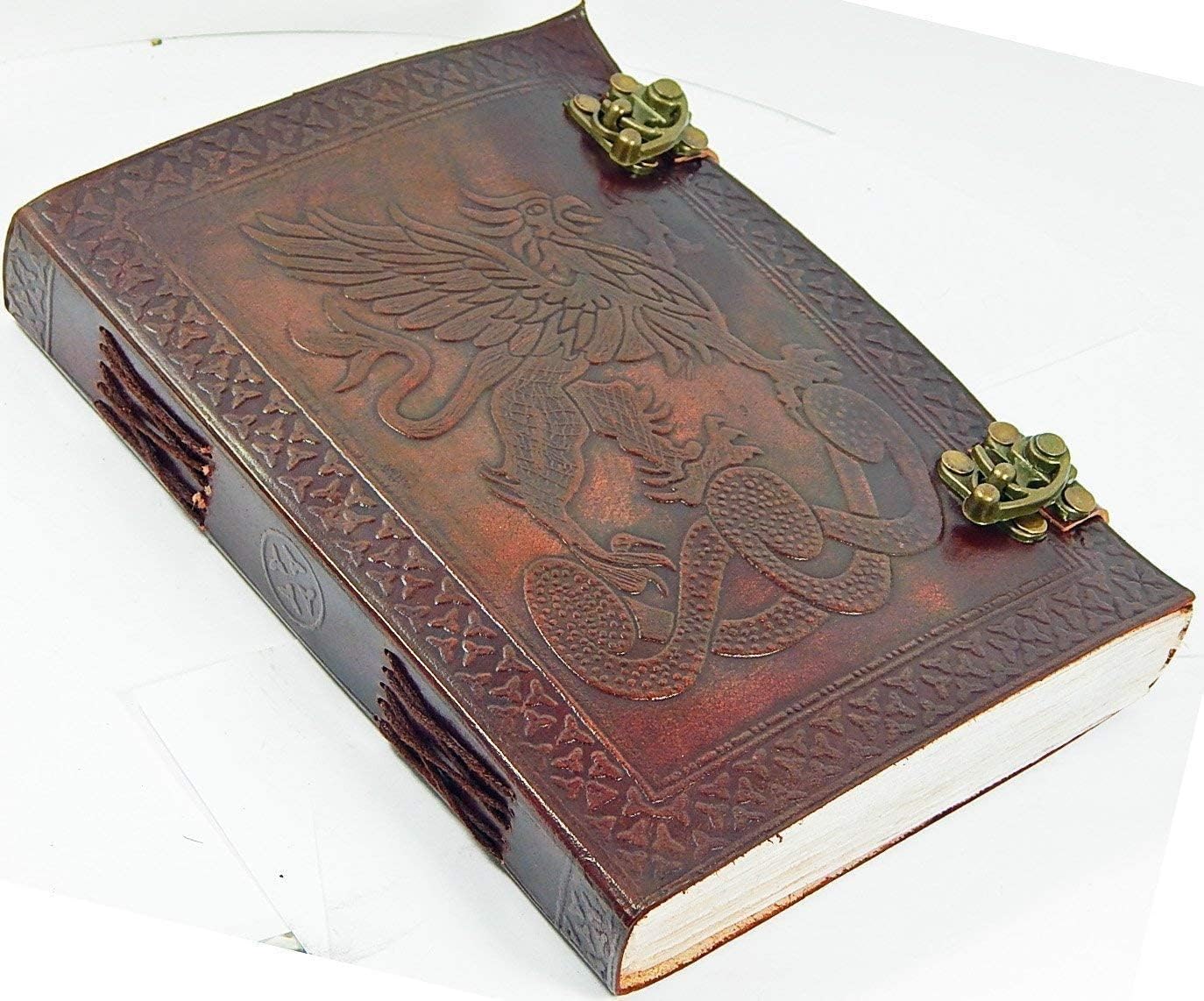 OVERDOSE Vintage Celtic Griffin Journal Dragon Diary with Dual C-Lock 6/8
