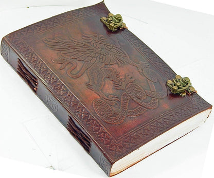 OVERDOSE Vintage Celtic Griffin Journal Dragon Diary with Dual C-Lock 6/8