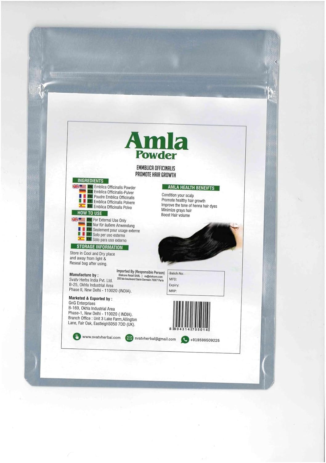 SVATV Amla Powder | Amalaki | Emblica Officinalis | For Hair 227gm (8_oZ)