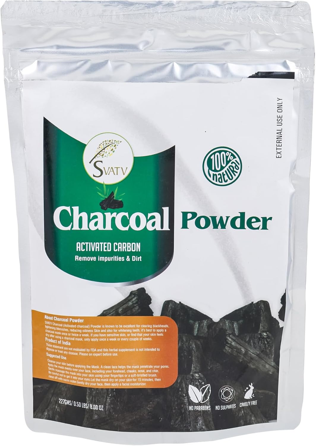 SVATV Active Charcoal Powder | For Skin 227gm (8_oZ)