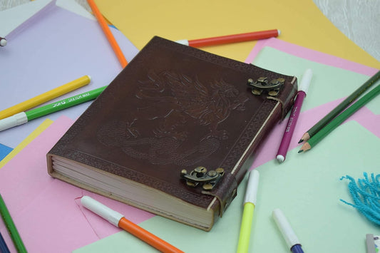 OVERDOSE Vintage Celtic Griffin Journal Dragon Diary with Dual C-Lock 6/8