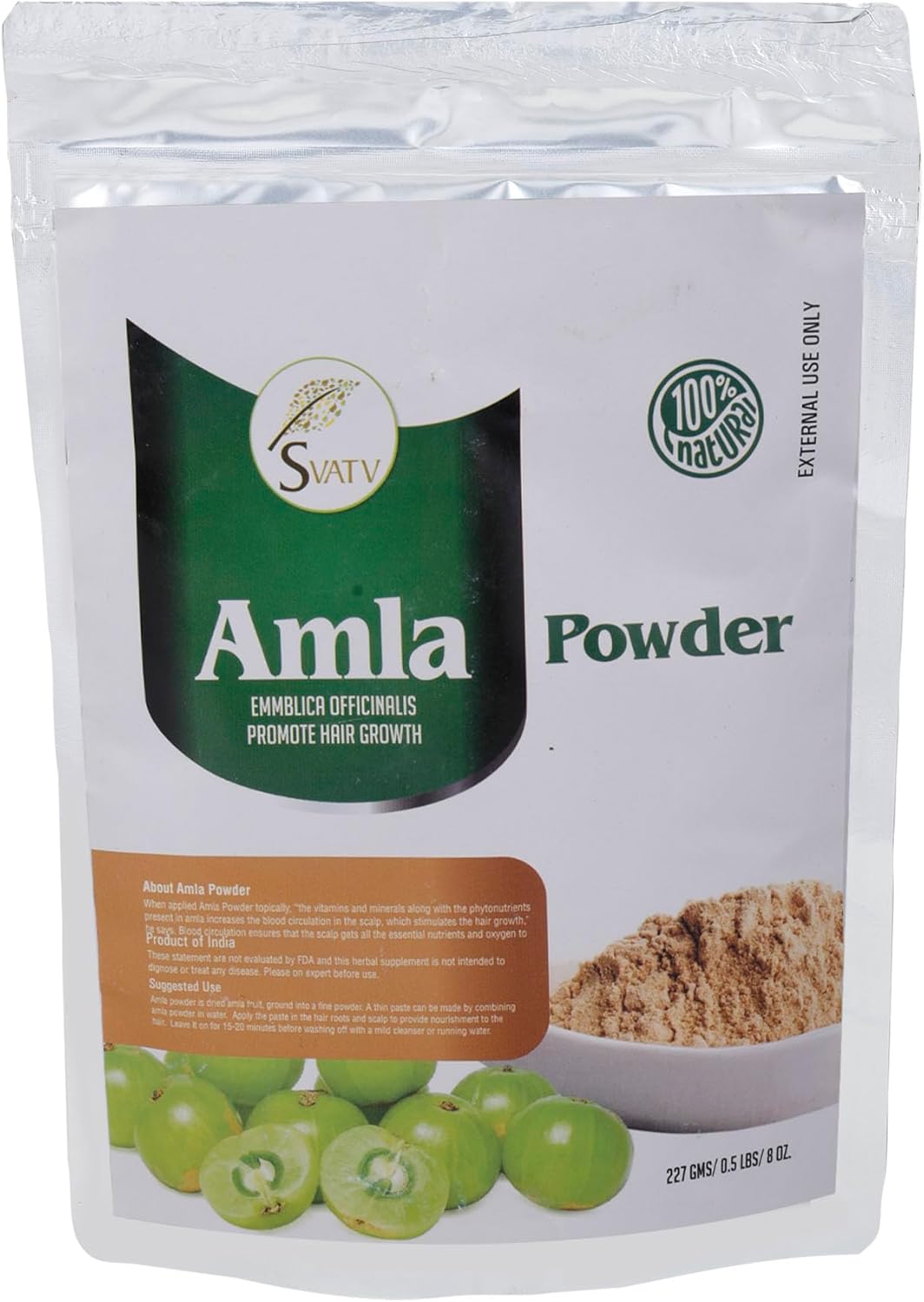 SVATV Amla Powder | Amalaki | Emblica Officinalis | For Hair 227gm (8_oZ)