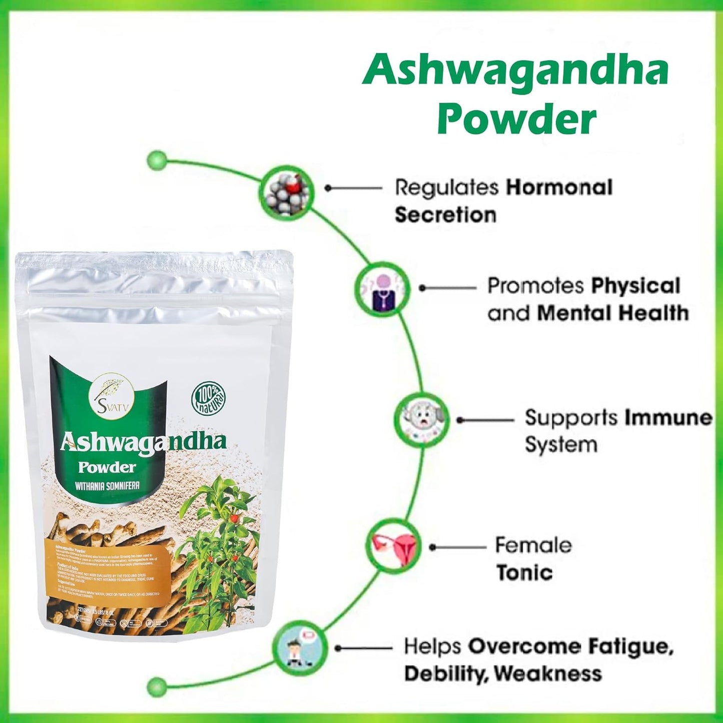 SVATV Ashwagandha Powder | Withania Somnifera 227gm (8_oZ)