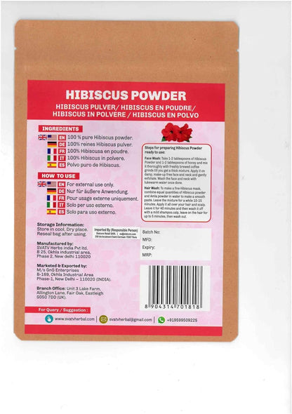 SVATV Hibiscus Powder | Sabdariffa | Rosa Sinensis | Natural Powder for Hair & Skin | 227gm (8_oZ)