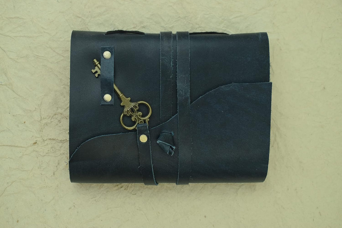 OVERDOSE Deckle Blue with Key Leather Journals 5/7