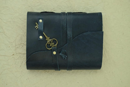 OVERDOSE Deckle Blue with Key Leather Journals 5/7