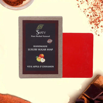 SVATV Handcrafted Soap With Natural, Soothing Herbs Of VIT-E, APPLE & CINNAMON Pack of 2 (125gm)