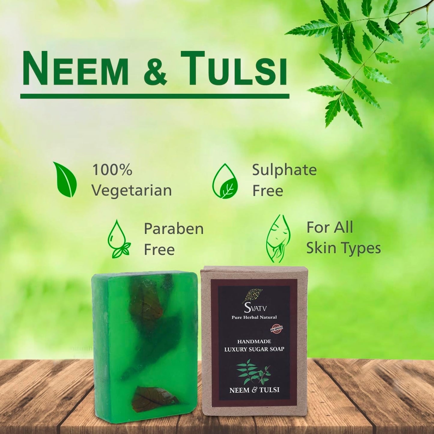 SVATV Handcrafted savon with Neem & Tulsi 125gm