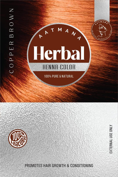 AATMANA Copper Brown Herbal Henna Hair Dye with Goodness of 9 Herbs 100gm