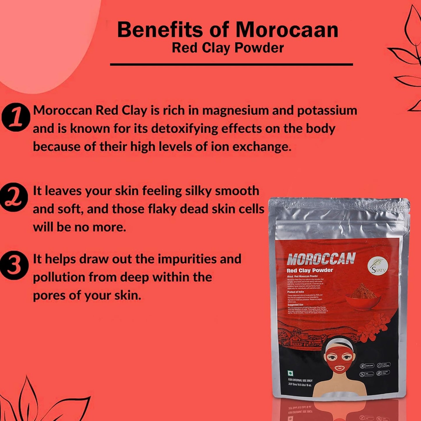 Svatv Red Moroccon Clay Powder - 227GM