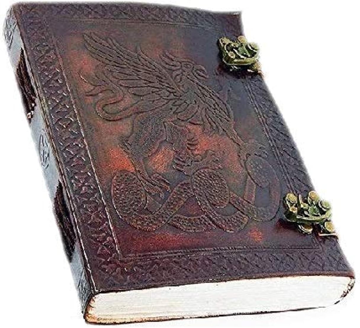 OVERDOSE Vintage Celtic Griffin Journal Dragon Diary with Dual C-Lock 6/8