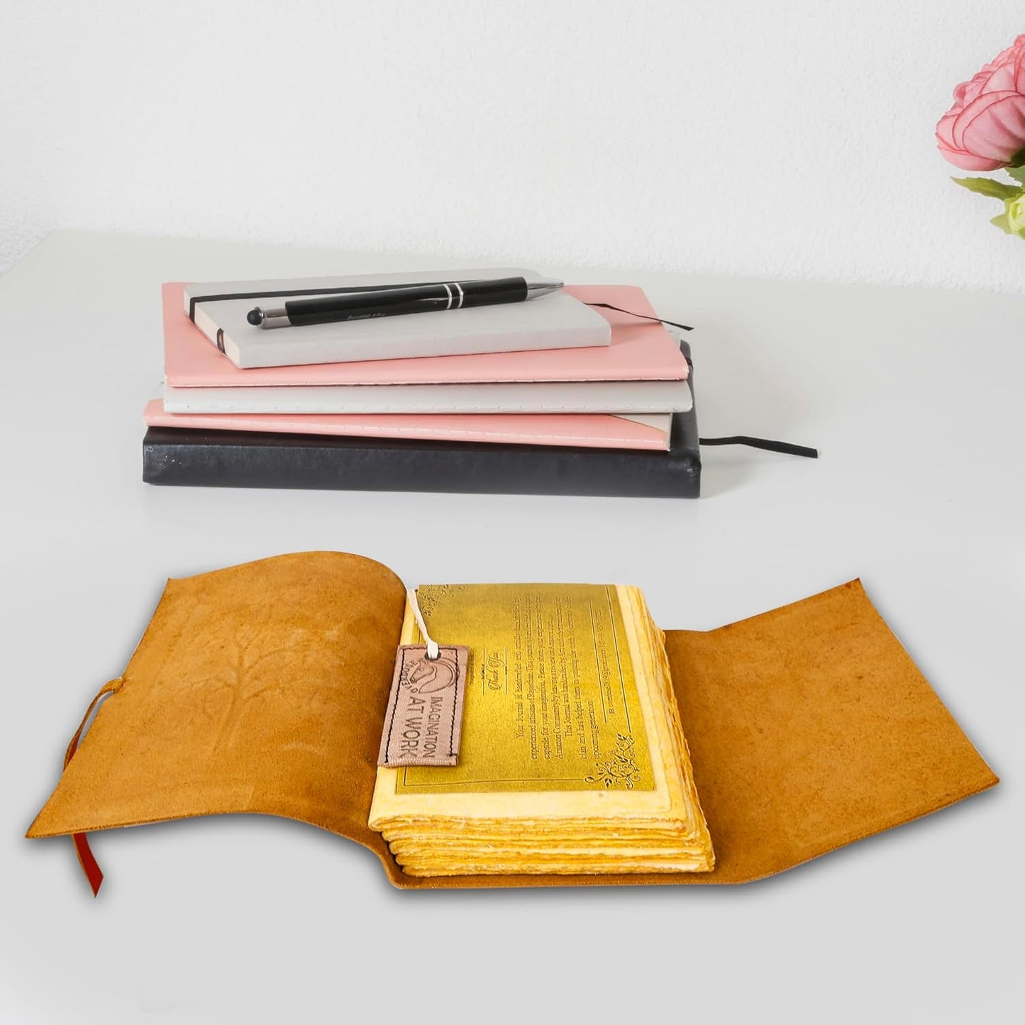 OVERDOSE Deckle Orange Leather Tree Journal 5/7