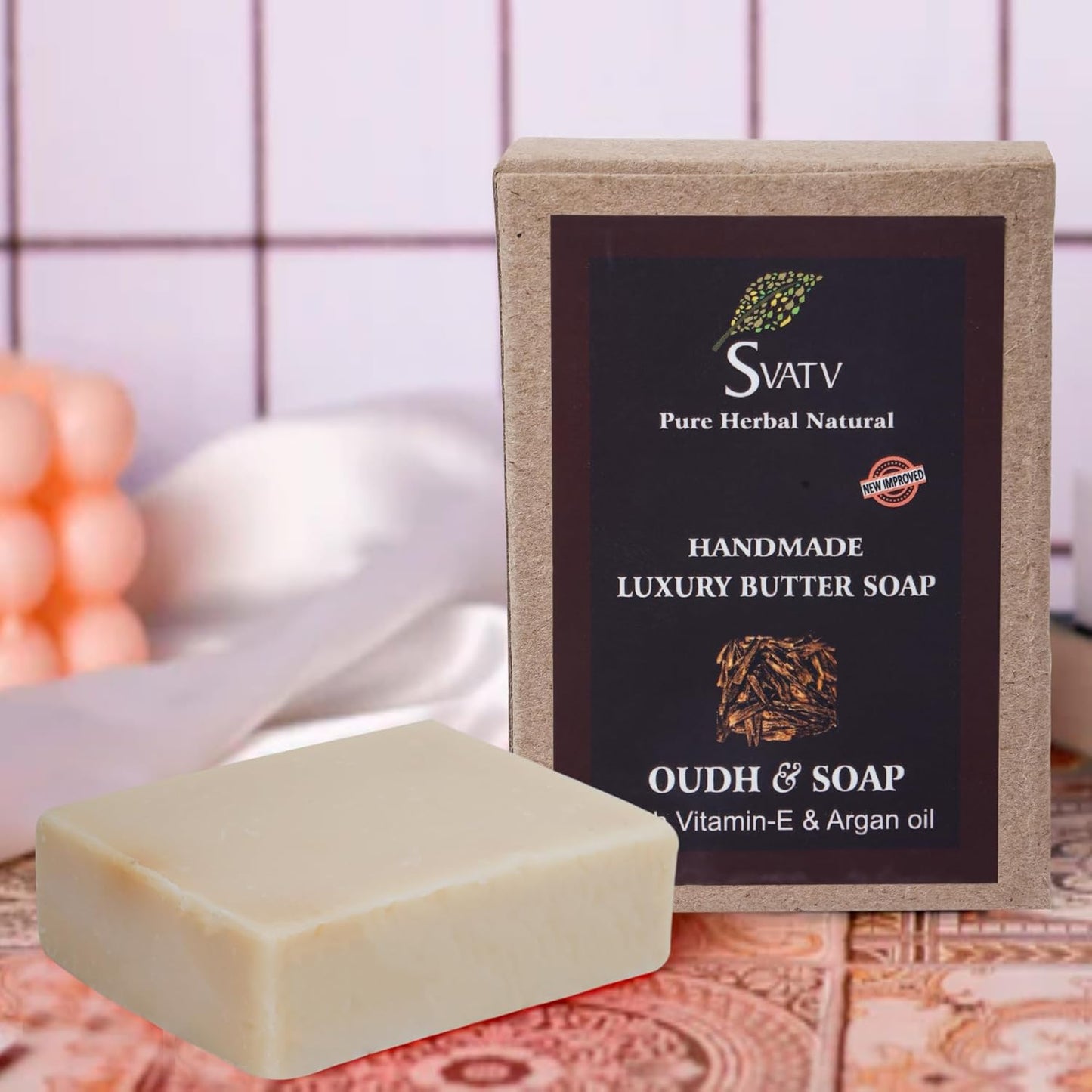 SVATV Handcrafted Soap with natural, soothing herbs of OUDH & VITAMIN -E 125gm