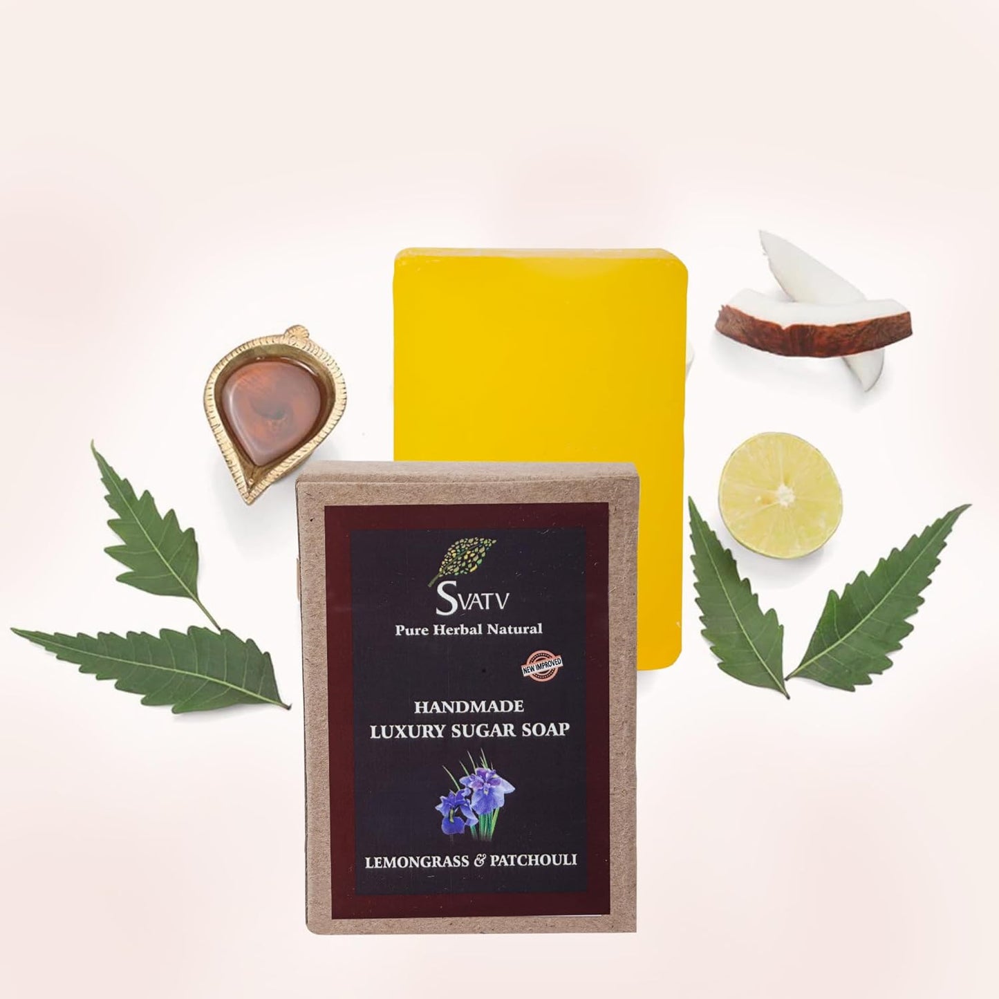 SVATV Handmade savon with natural, soothing herbs of Lemongrass & Patchouli 125gm