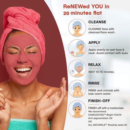 AATMANA Red Moroccan Clay Face Pack 250gm For Skin Care