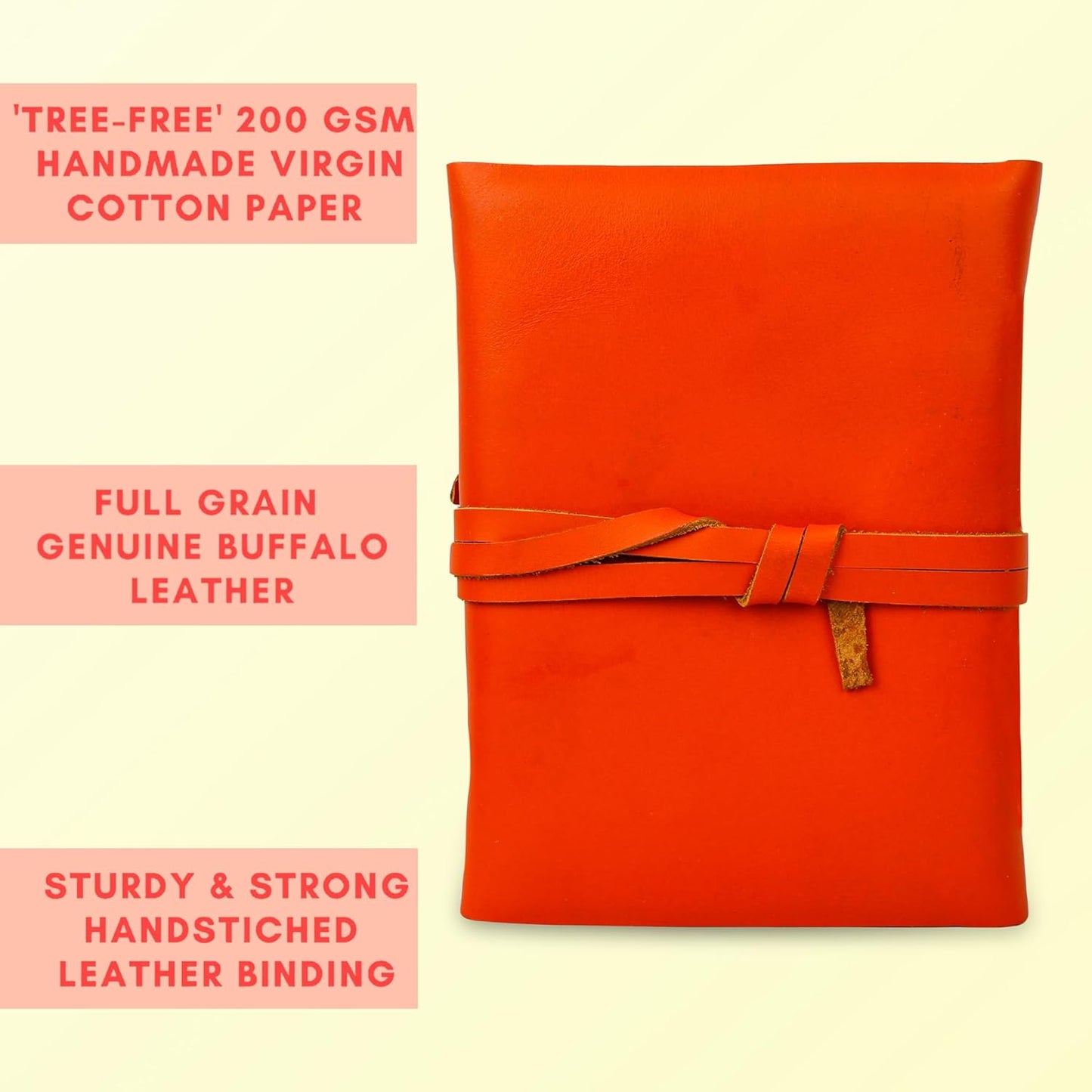 OVERDOSE Deckle Orange Leather Tree Journal 5/7