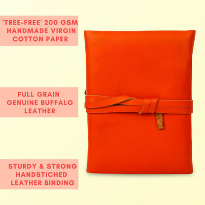 OVERDOSE Deckle Orange Leather Tree Journal 5/7