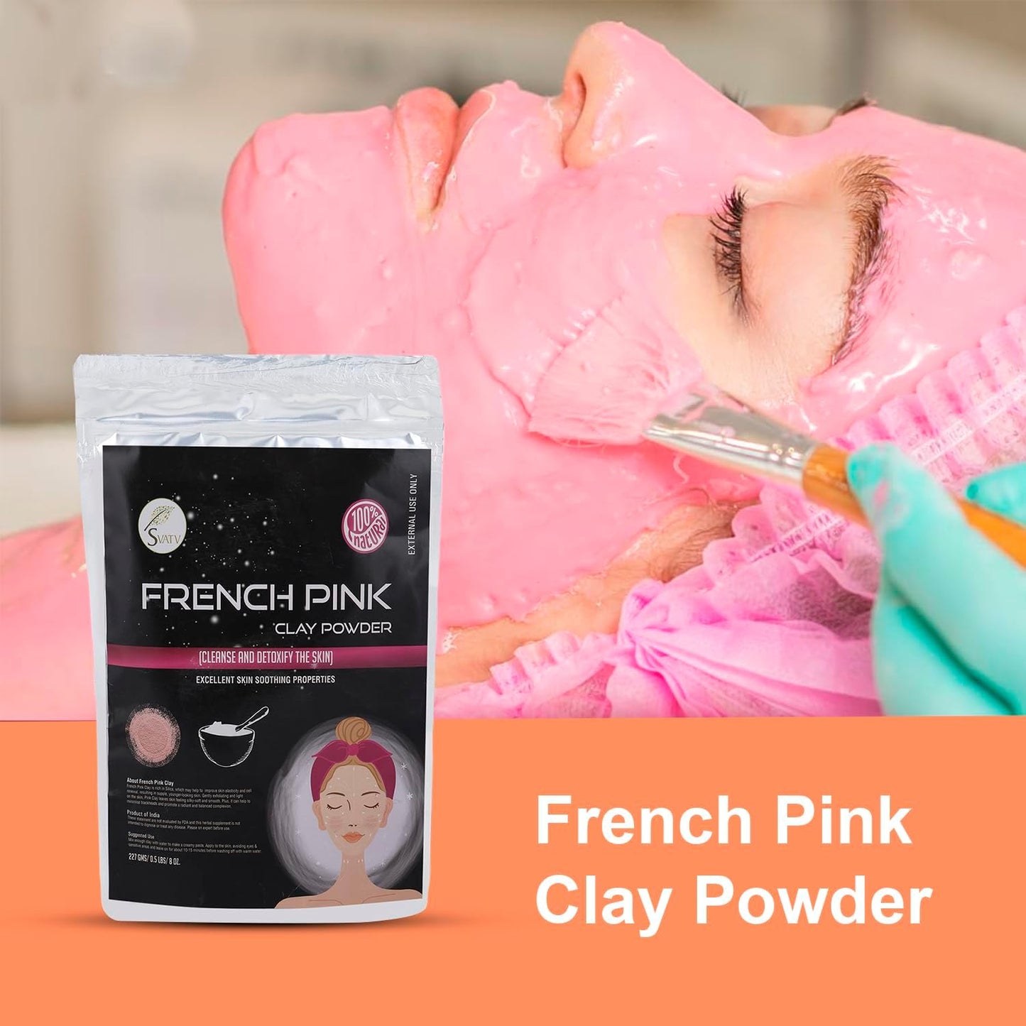 SVATV Herbal French Pink Clay Powder For Skin 227gm (8_oZ)