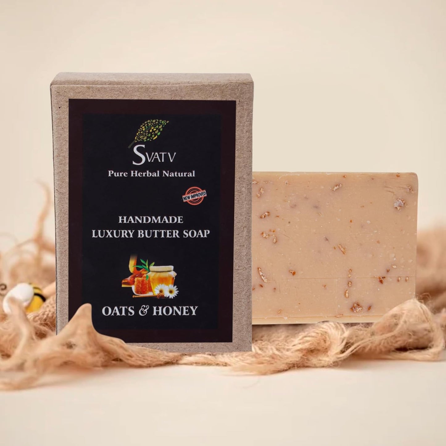 SVATV Handcrafted Soap with natural, soothing herbs of OATS & HONEY 125gm