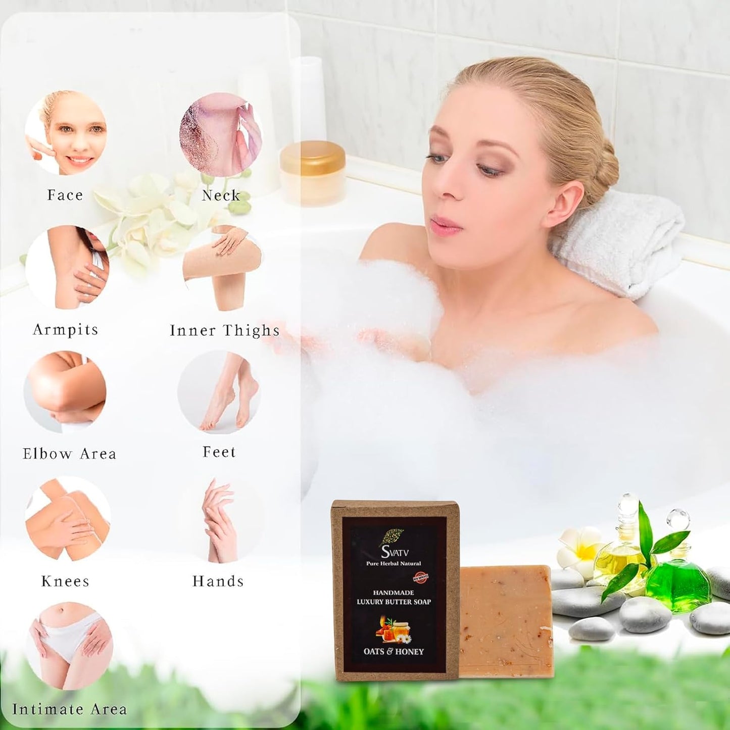 SVATV Handcrafted Soap with natural, soothing herbs of OATS & HONEY 125gm