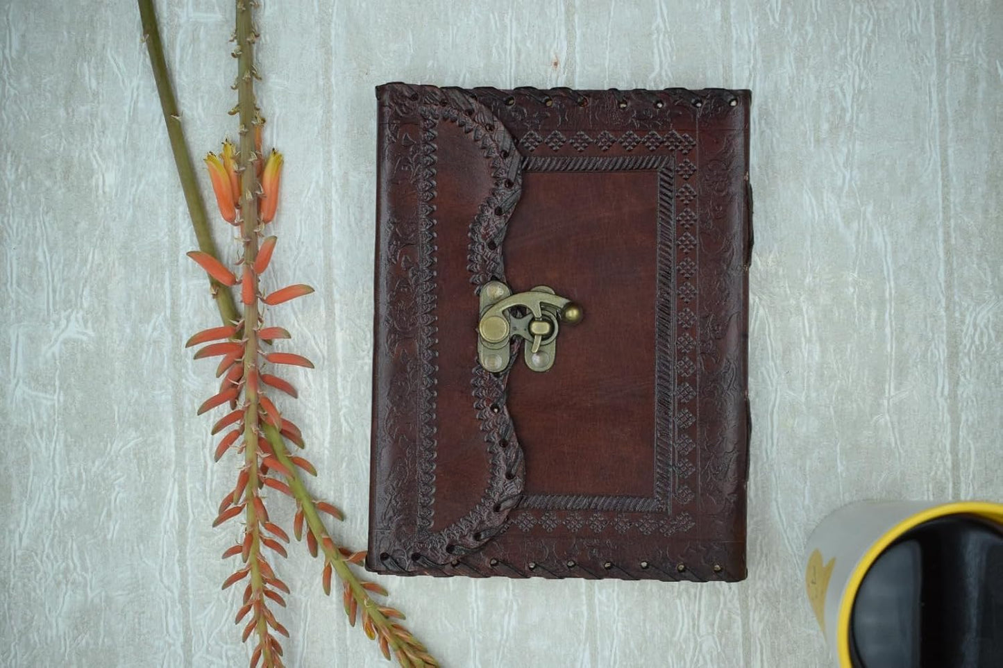 OVERDOSE Mehrab Brass C-Lock Leather Journal - 6/8