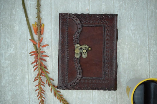 OVERDOSE Mehrab Brass C-Lock Leather Journal - 6/8