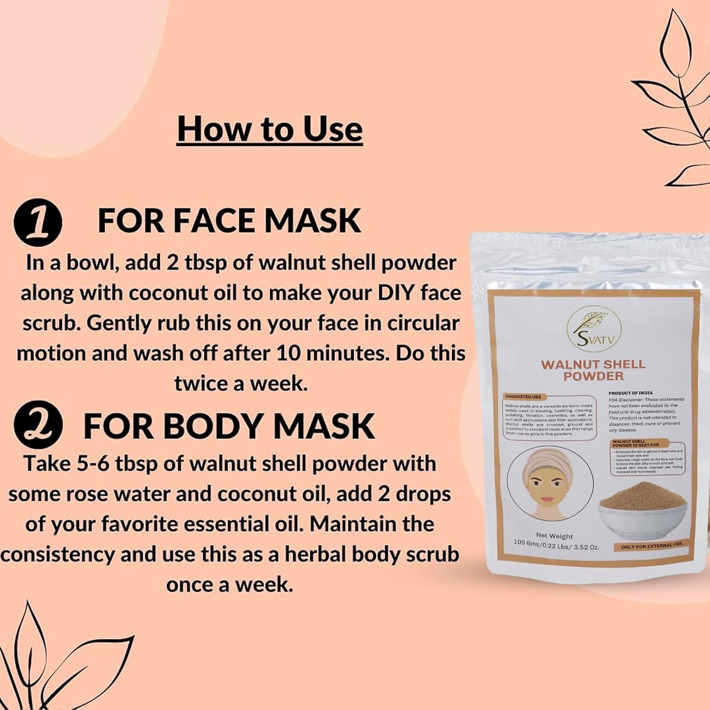 SVATV Walnut Shell Powder For Skin 100gm