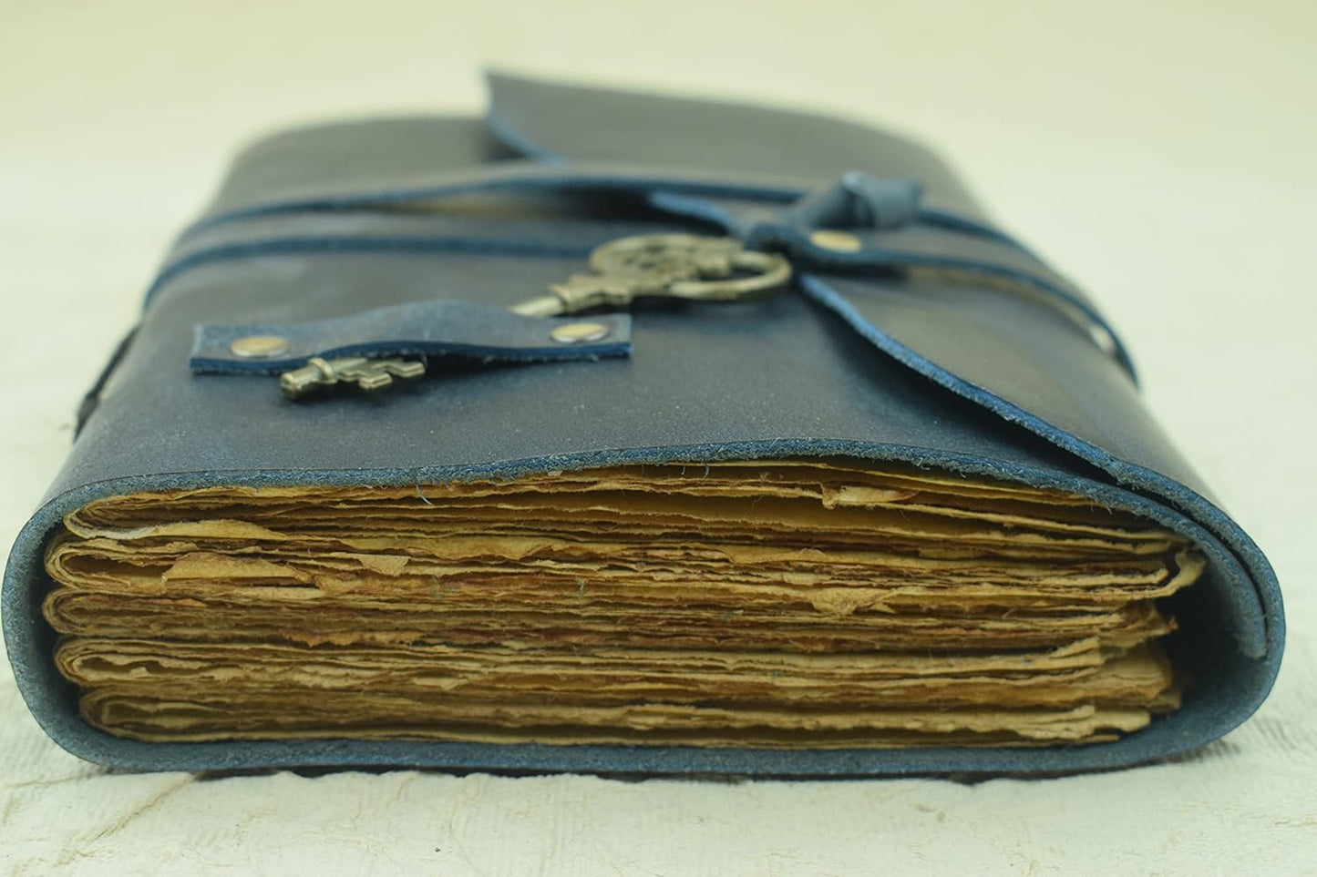 OVERDOSE Deckle Blue with Key Leather Journals 5/7