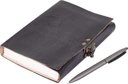 OVERDOSE Colosseum Black Leather Journal - Handmade Journal Leather 5/7