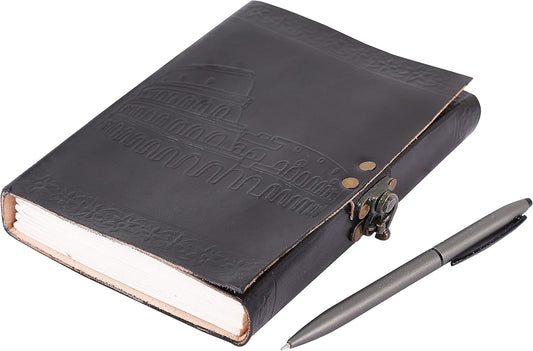 OVERDOSE Colosseum Black Leather Journal - Handmade Journal Leather 5/7