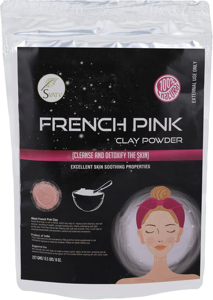 SVATV Herbal French Pink Clay Powder For Skin 227gm (8_oZ)