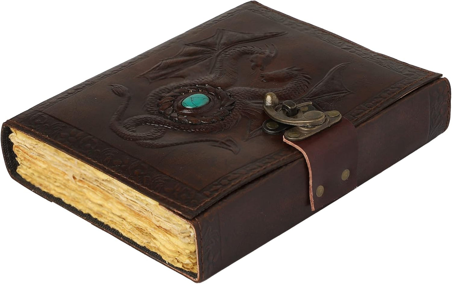Overdose Deckle Double Dragon with Stone Leather Diary 6*8
