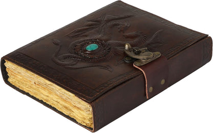 Overdose Deckle Double Dragon with Stone Leather Diary 6*8