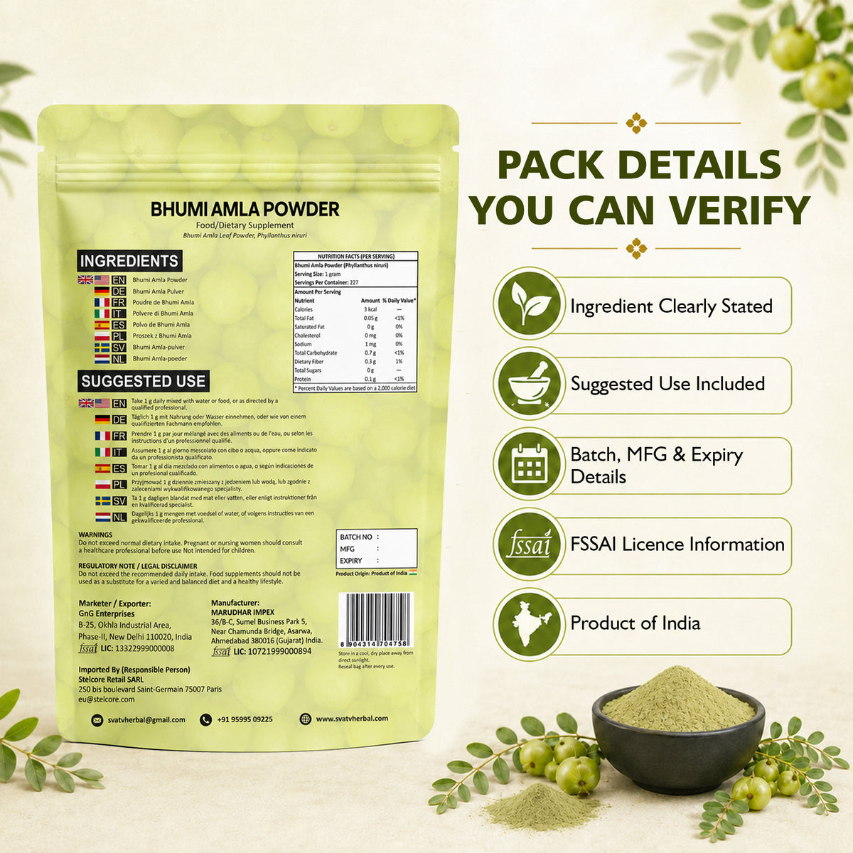 SVATV Bhumi Amla Powder - 227GM