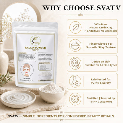 SVATV White Kaolin White Clay I Powder For Skin 227gm (8_oZ)