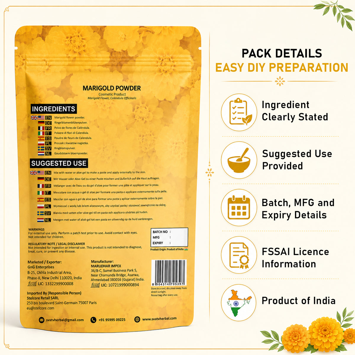 SVATV Marigold Powder - 227GM