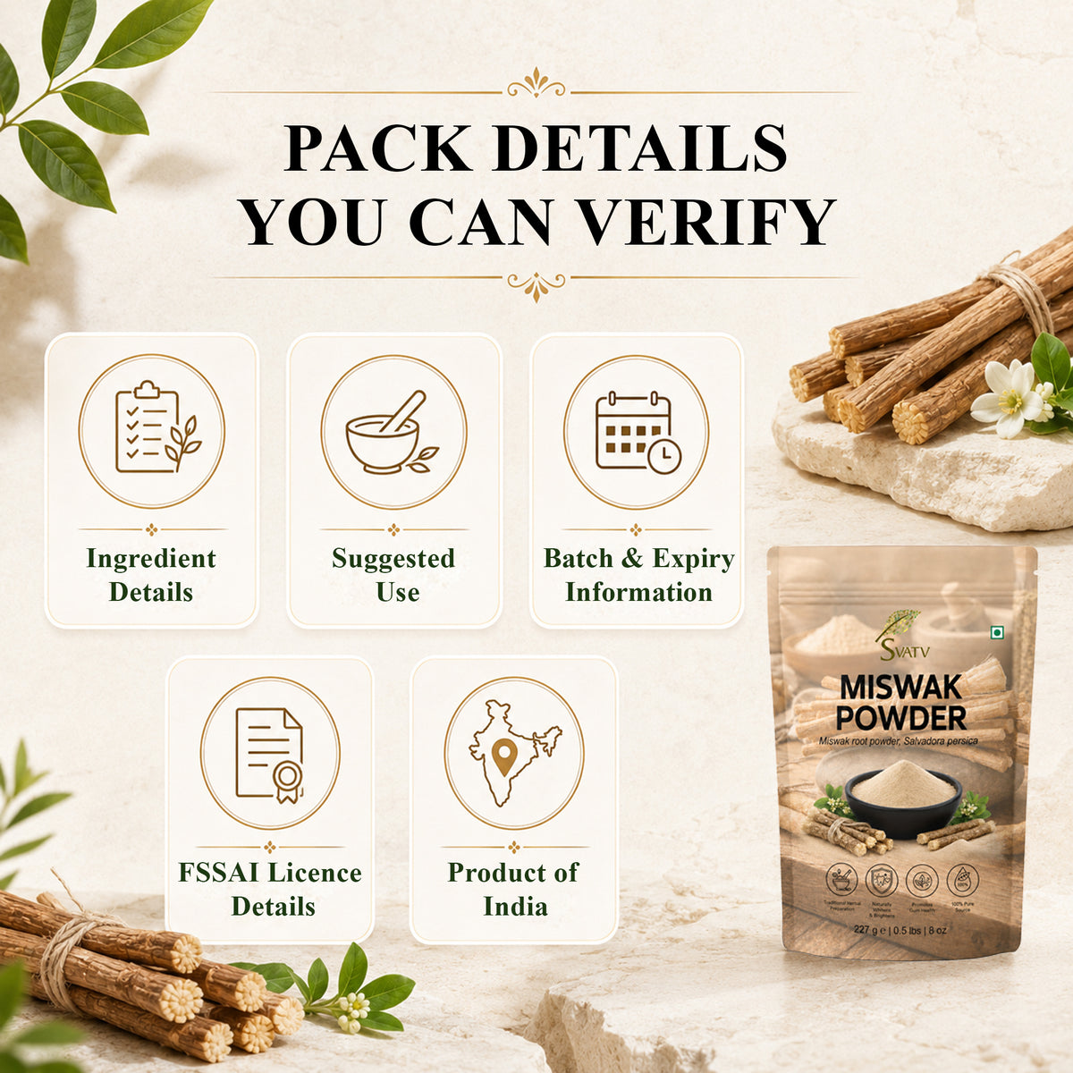 SVATV Miswak Powder 227 Gram (8 Oz)