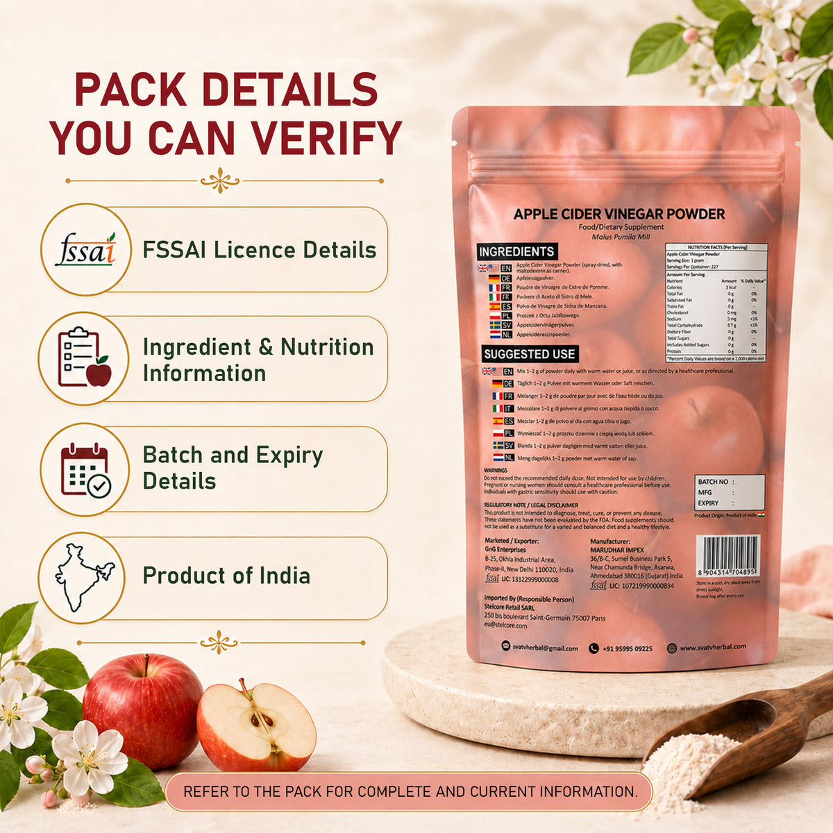 SVATV Apple Cider Vinegar Powder - 227gm