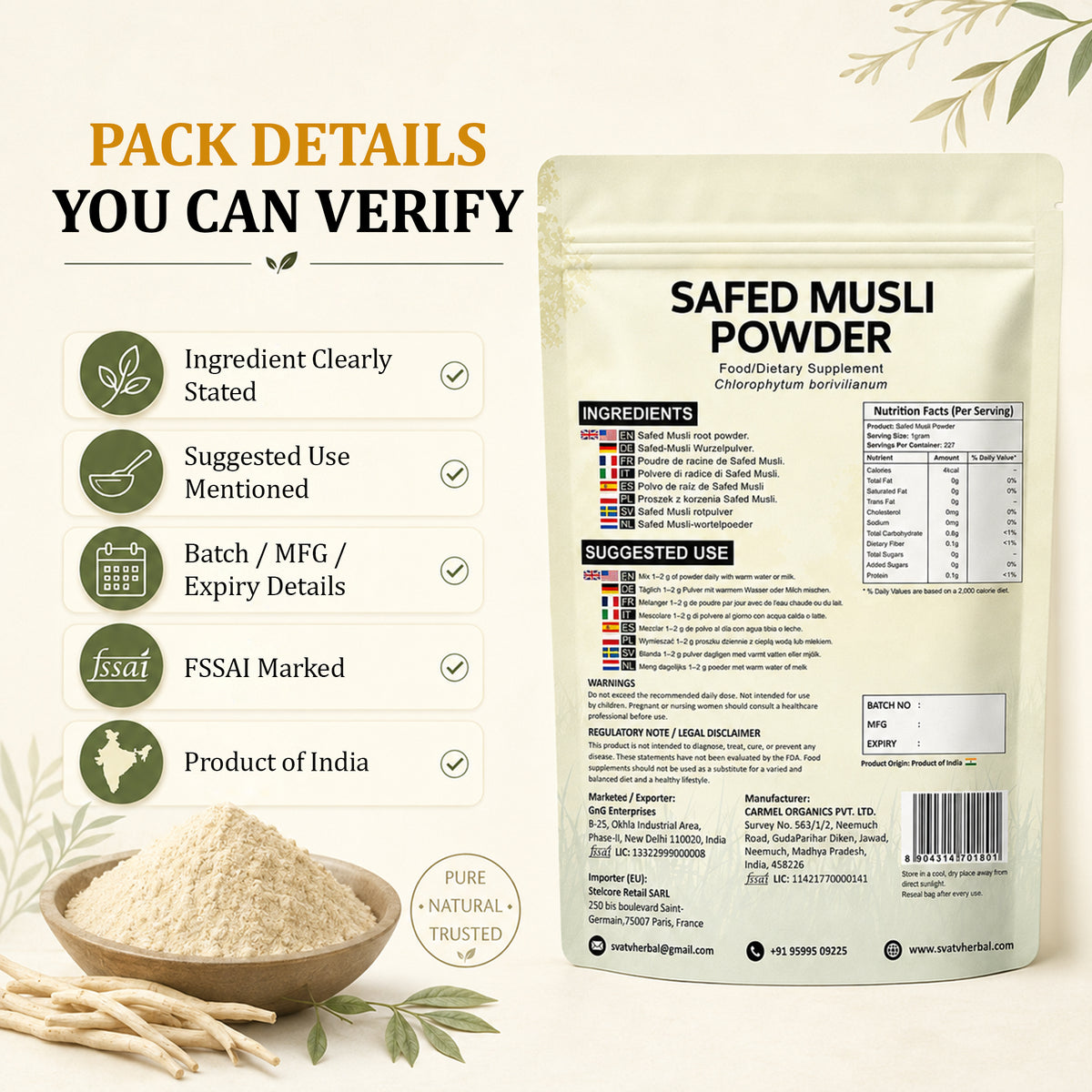 SVATV Safed Musli Powder | 227gm (8_oZ)