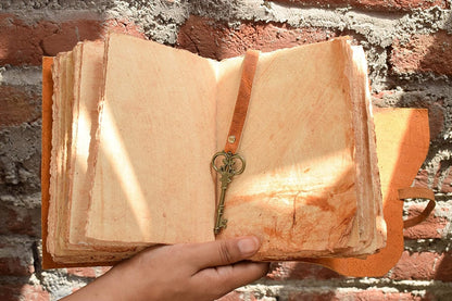 OVERDOSE Deckle Orange with Key Leather Journals 5/7