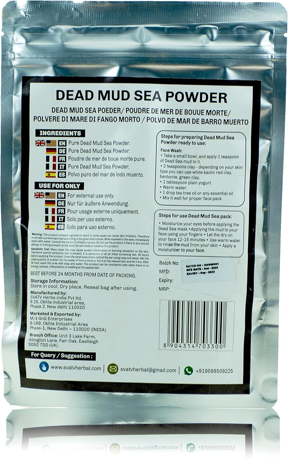 SVATV Dead Sea Mud Powder l For Skin 227gm (8_oZ)