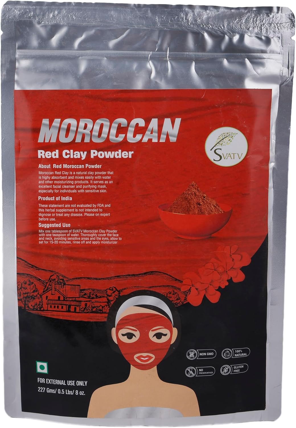 Svatv Red Moroccon Clay Powder - 227GM