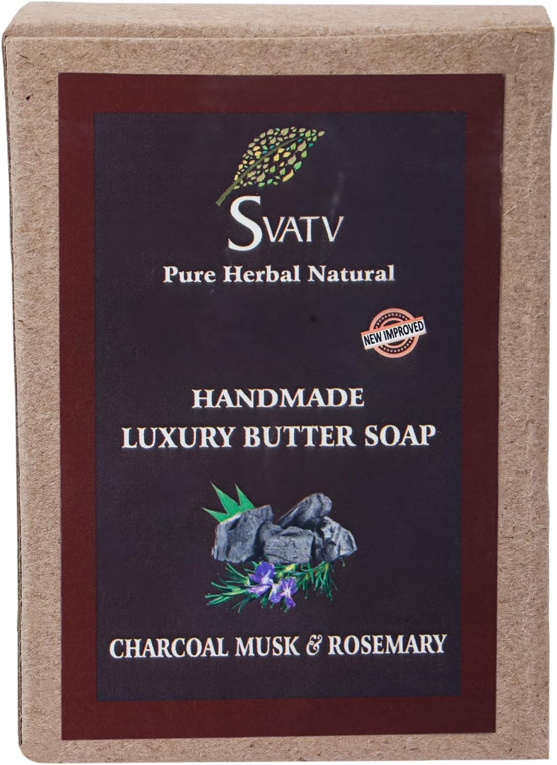 SVATV Handmade savon with natural, soothing herbs of Charcoal Musk & Rosemary 125gm