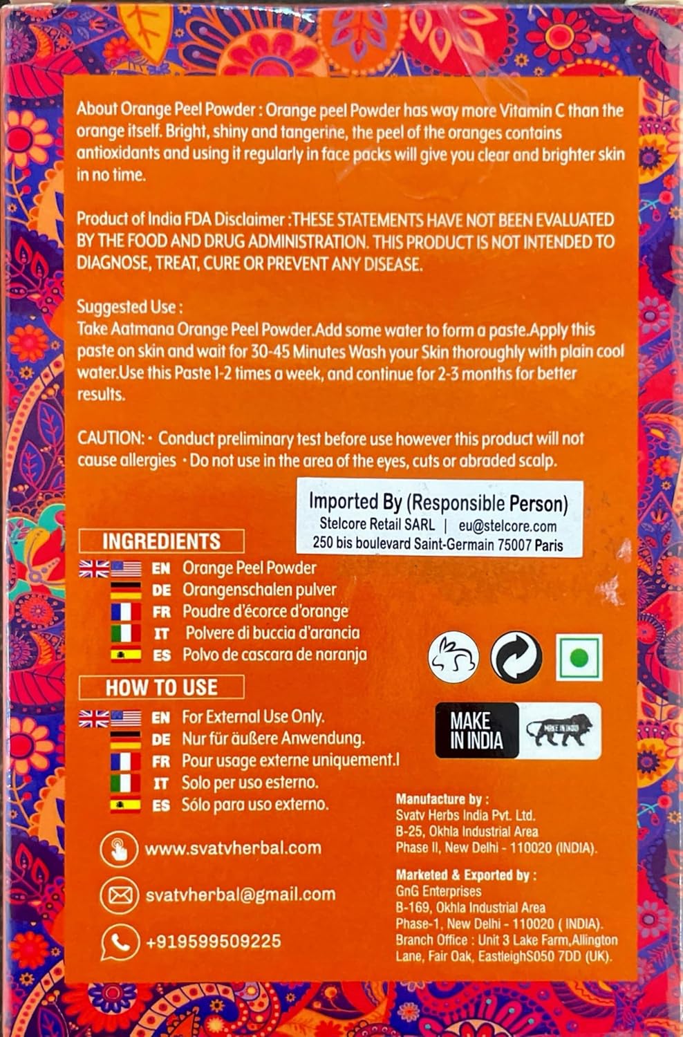 AATMANA Orange Peel Powder For Skin (100gm)