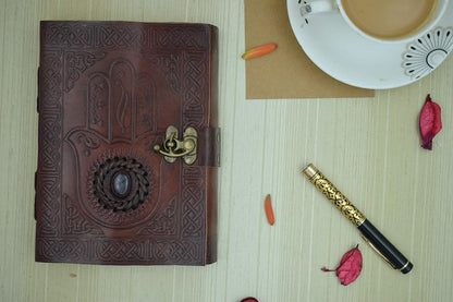 OVERDOSE HAMSA HAND EMBOSSED with STONE Journal 5/7