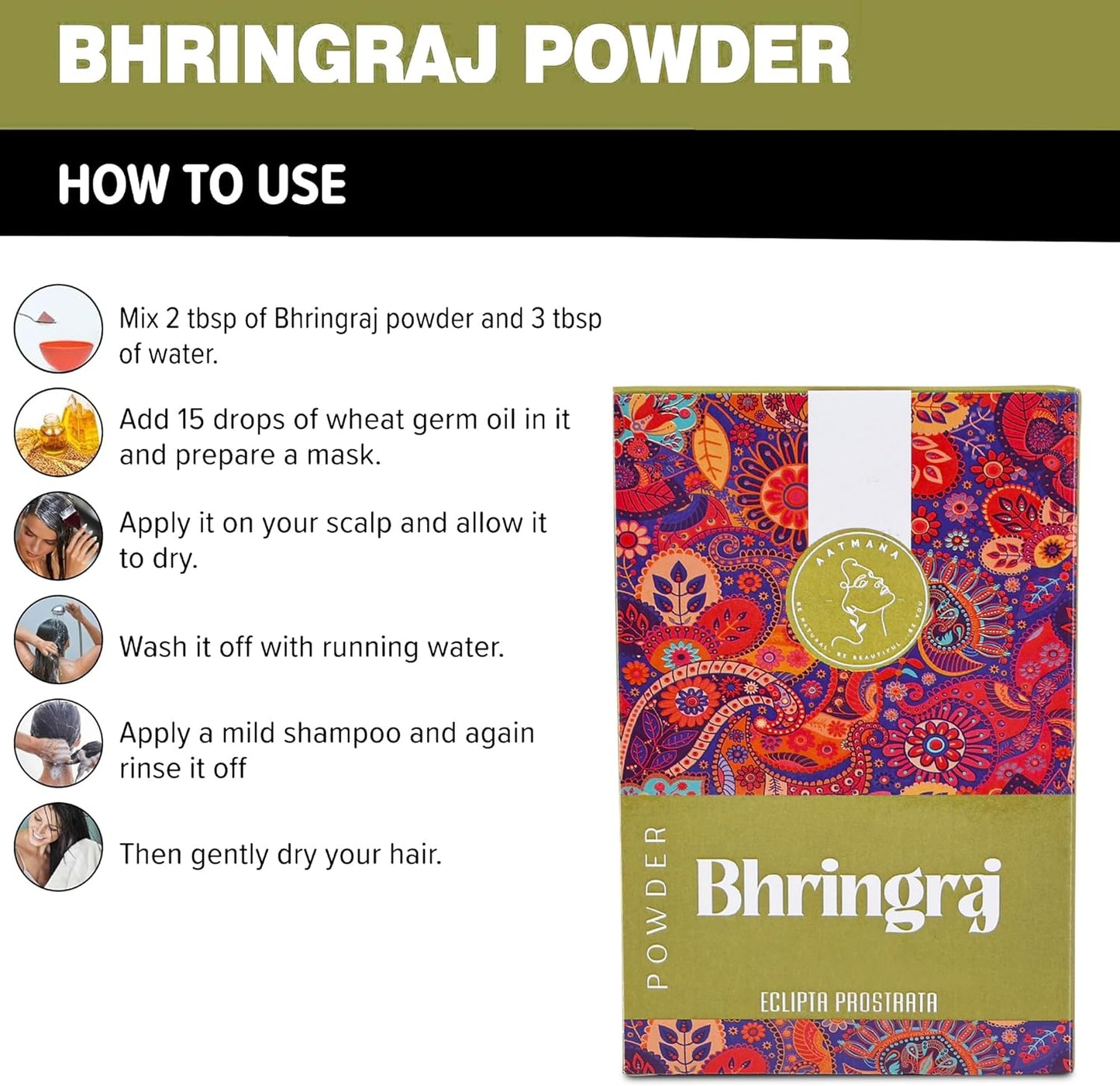 AATMANA Bhringraj Powder | For Hair | 100gm